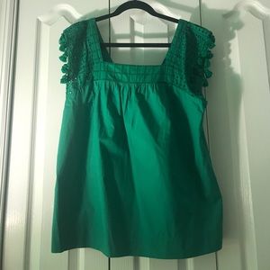 Jcrew Eyelet top with tassel trim