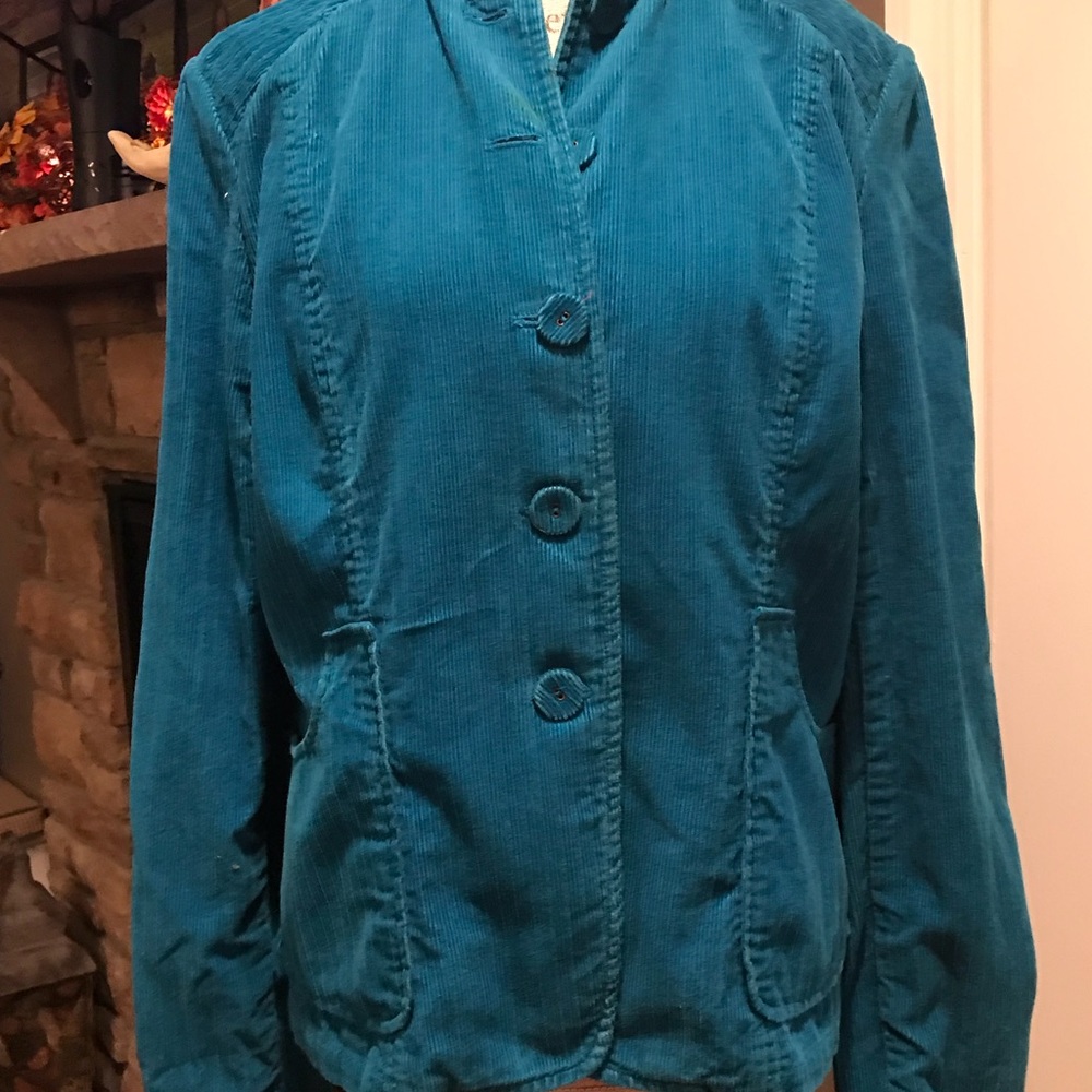 Turquoise blue corduroy jacket