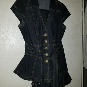 Womans jean wide leg pants suit
