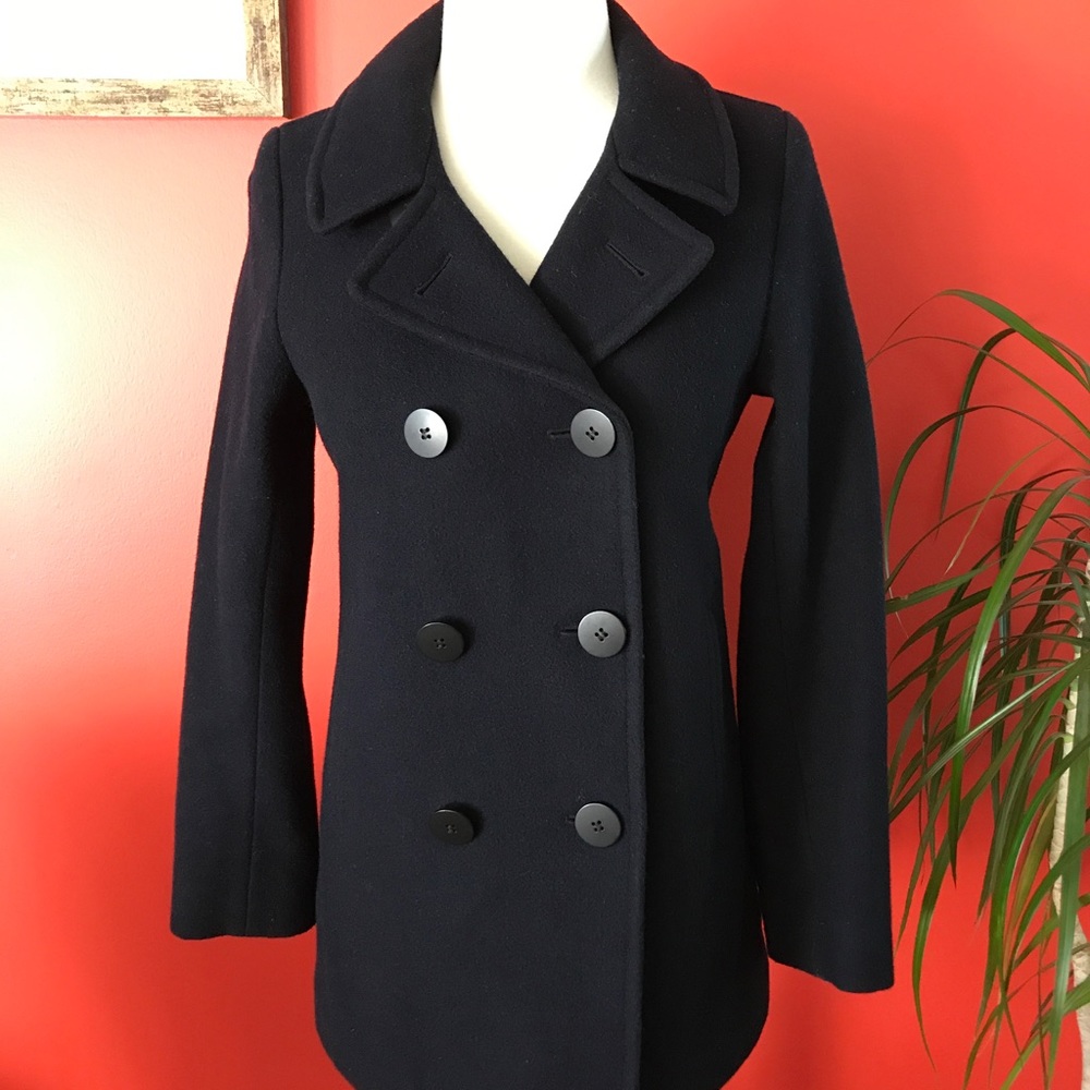 Navy Blue Wool Pea Coat Ines De La Fressange