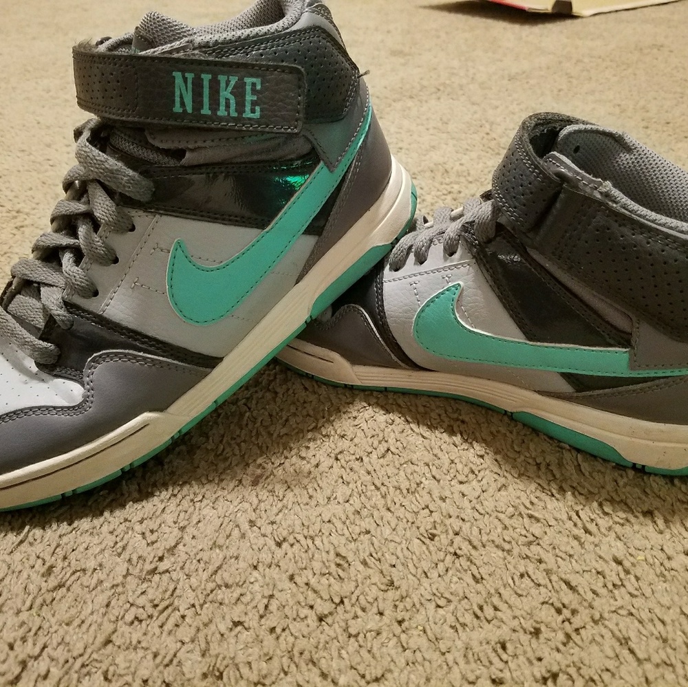 Teal and gray unisex Nike shoes