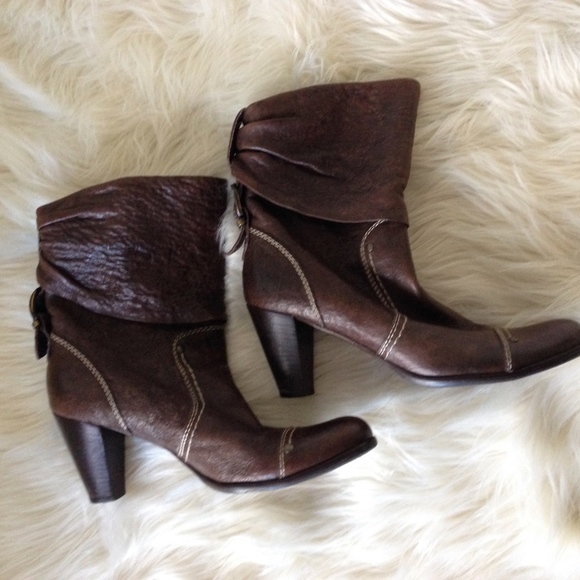 Tentazione Shoes - Tentazione Brown Leather Stacked Heel Boots