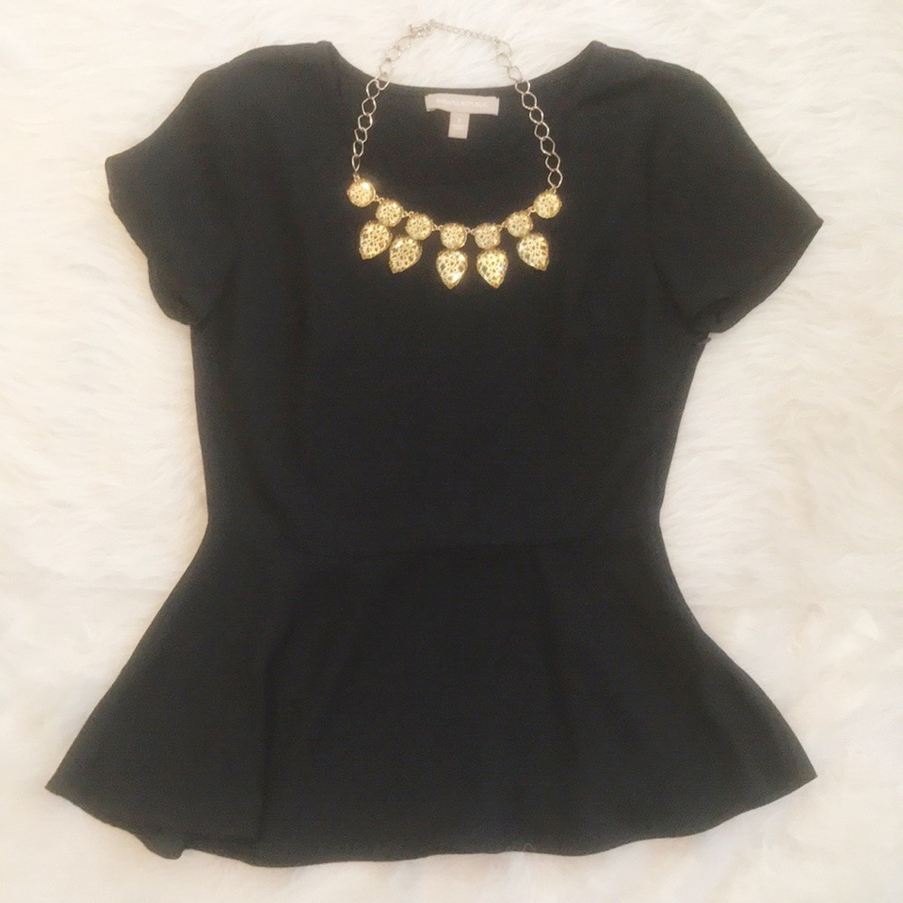Banana Republic Navy Peplum Blouse 0