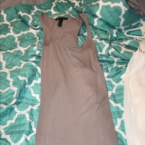 A skin tight grey dress