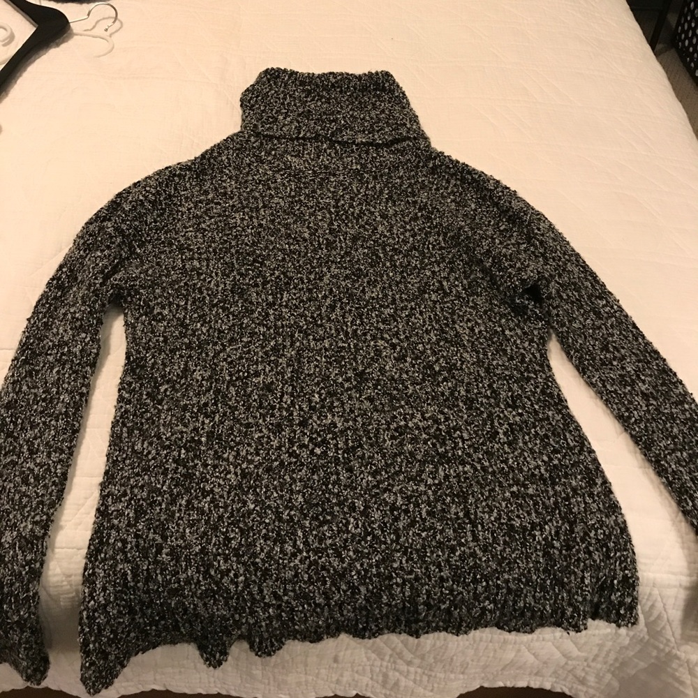 Black and white turtleneck sweater