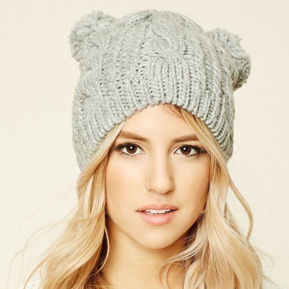 Pom Pom Bear ears beanie