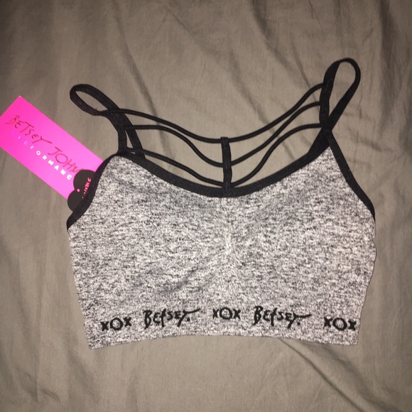 Nike Other - NEW Betsey Johnson cross front grey sports bra