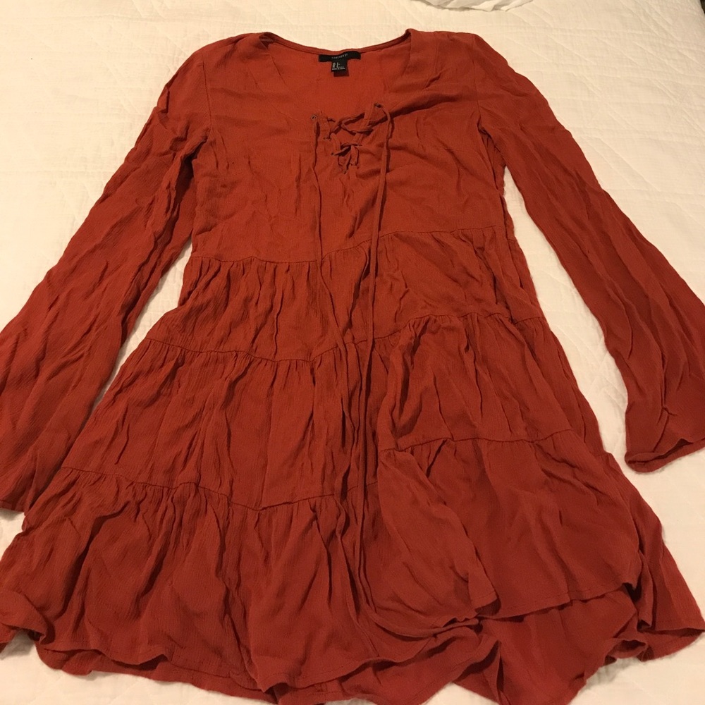 Light red/burnt orange lace up dress