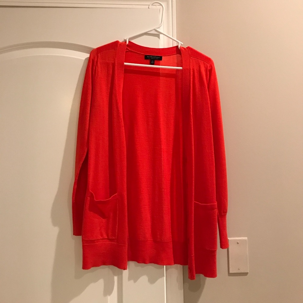 Banana Republic Merino Wool Cardigan bright orange