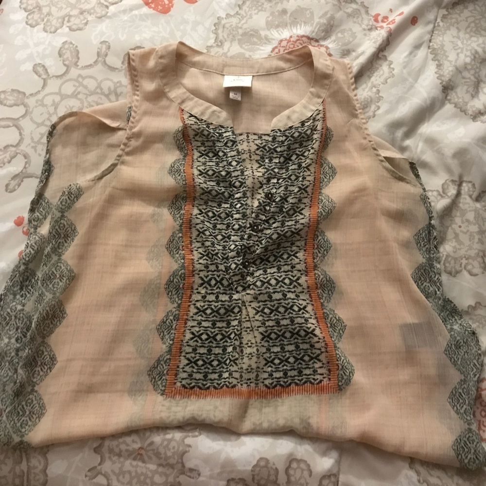 Knox Rose Blush Sheer Sleeveless Tunic