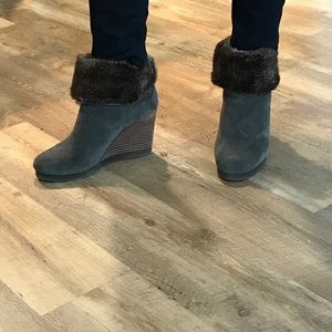 Lucky Brand Torynn Faux Fur Wedge Booties