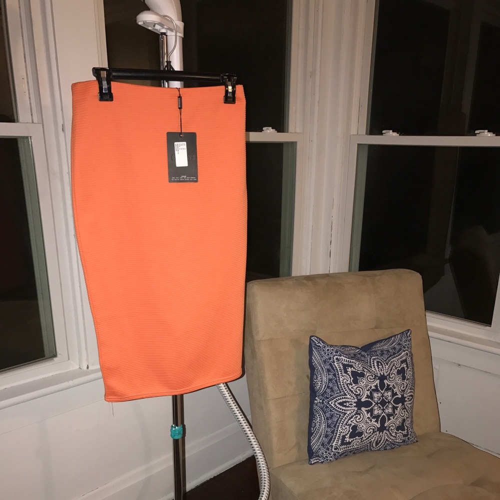 Orange pencil skirt