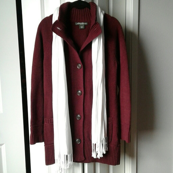 Eddie Bauer Sweaters - ⬇Wine Red Long Cardigan