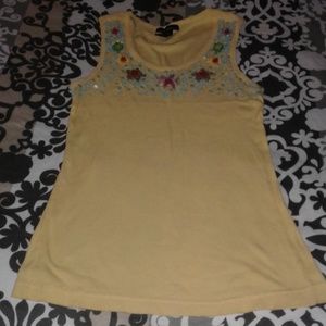 Yellow Beaded Tank Top