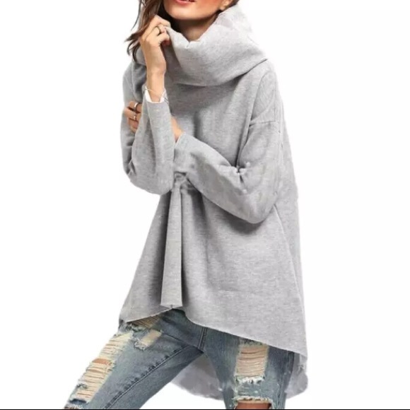 Cozy Oversized Cowl Neck Sweatshirt TOP Sweater - Picture 3 of 3