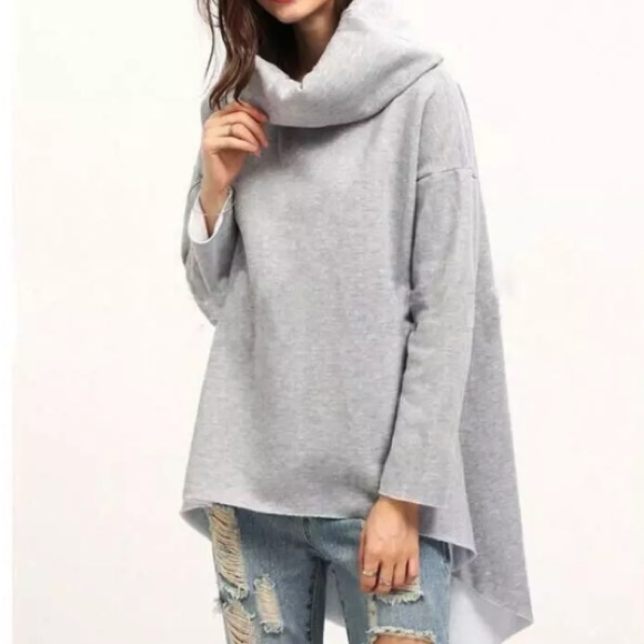 Cozy Oversized Cowl Neck Sweatshirt TOP Sweater - Picture 2 of 3