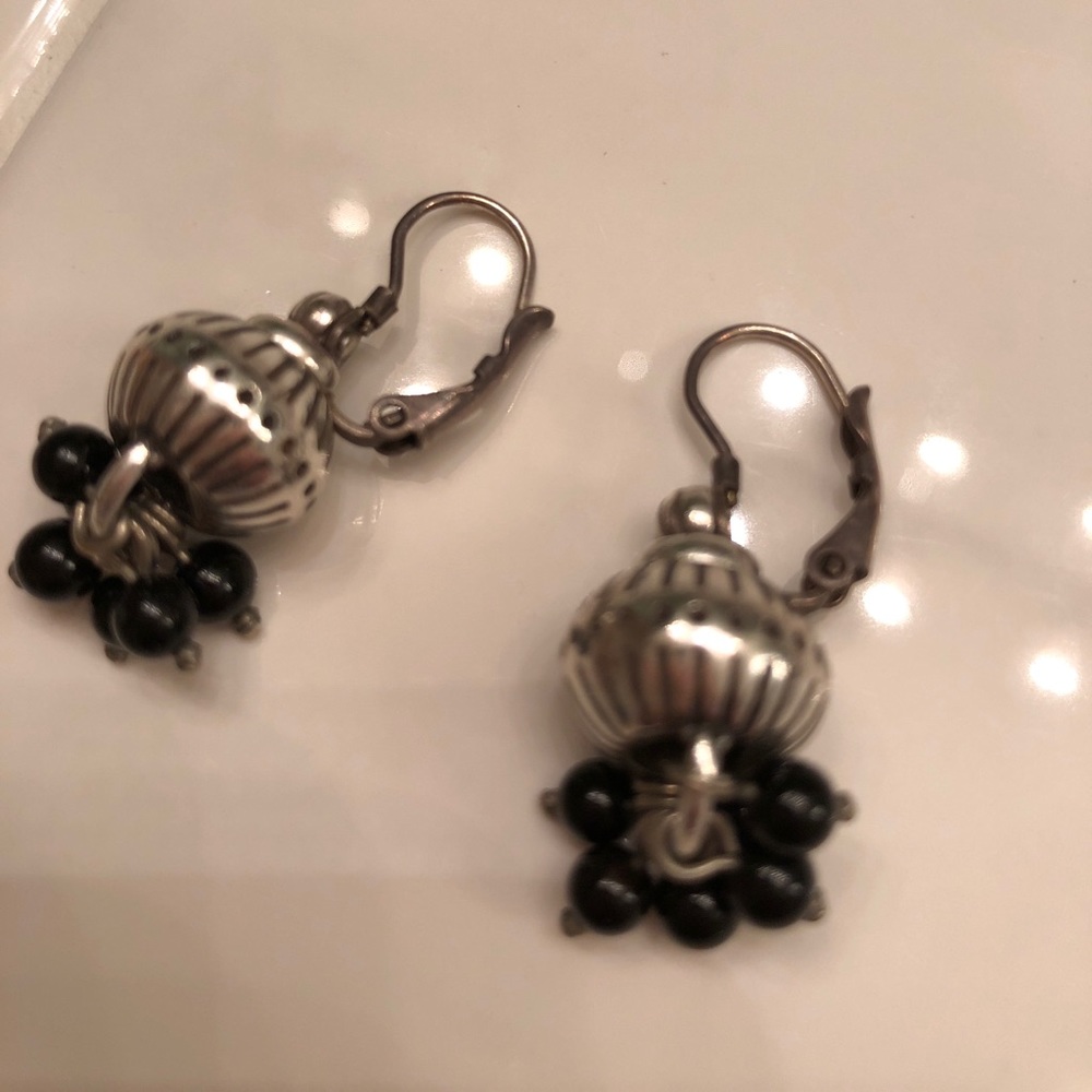 Brighton silver earrings with black stones