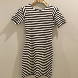French Connection fitted black/white stripe dress