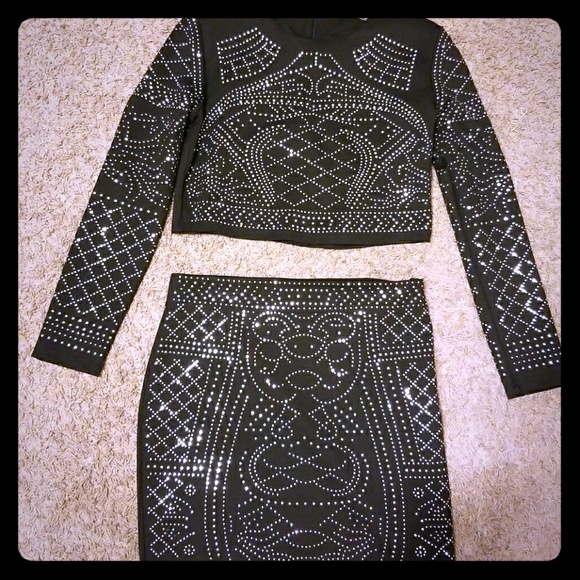 Women's Rhinestone Embellished 2-Piece - Picture 1 of 3