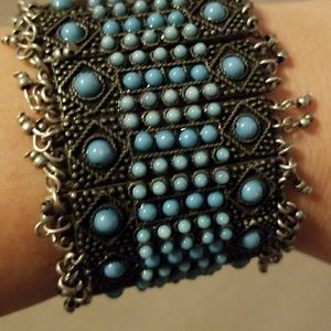 Tourqoiuse and dark silver cuff