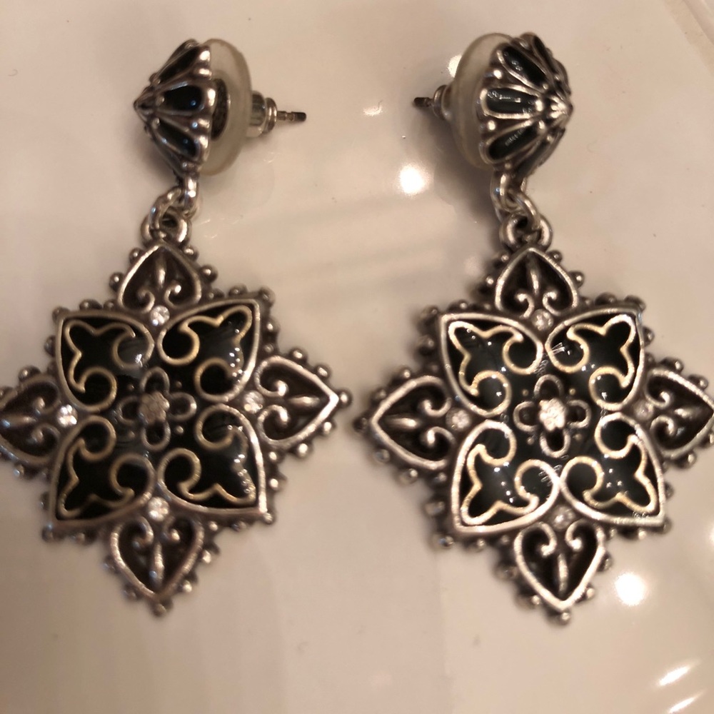 Brighton silver and black earrings