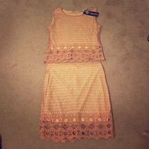 Khaki color lace crop top and skirt NWT