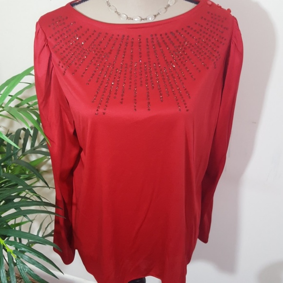 It's a Label Tops - It's a Label Red long sleeves beaded top. Size XL