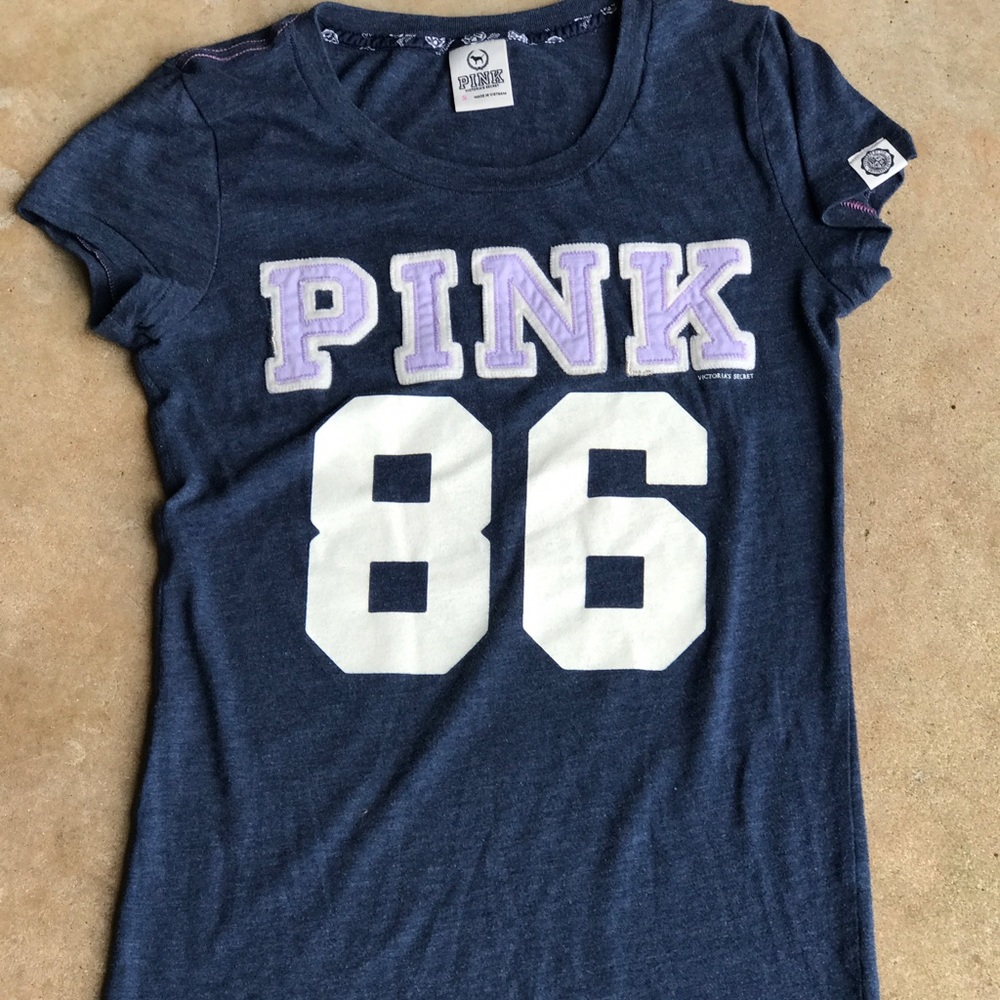 VS PINK gray short sleeve cotton T Shirt
