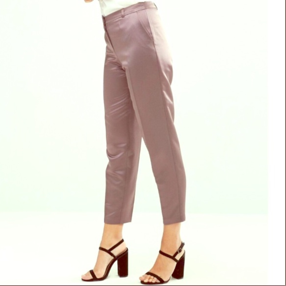 ASOS mauve satin ankle pants 6