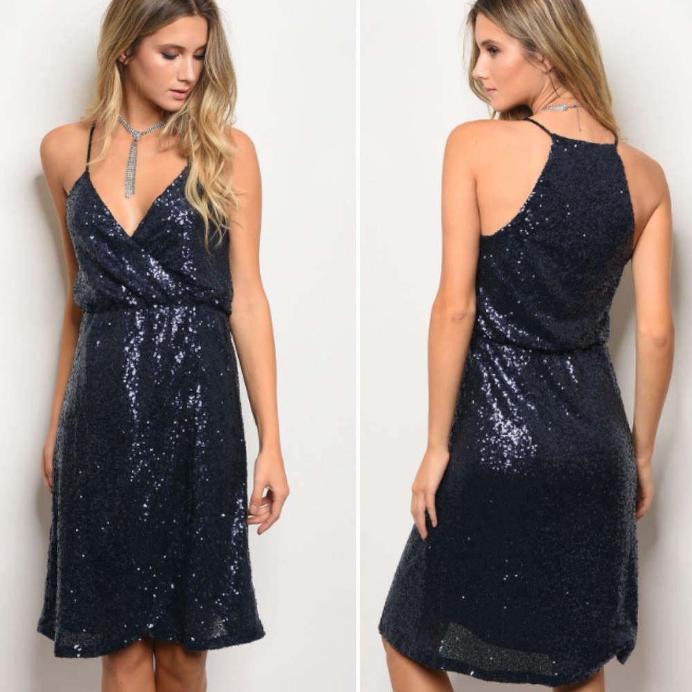 MEDIUM Navy Sequin Dress - Picture 7 of 7