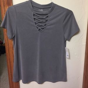 Criss-Cross Grey Shirt