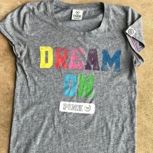 PINK VS gray short sleeve cotton  t shirt