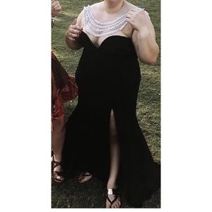 black jersey knit fit and flare formal dress sz 18