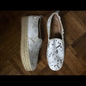Sam Edelman White Espadrille Sequin Sneakers