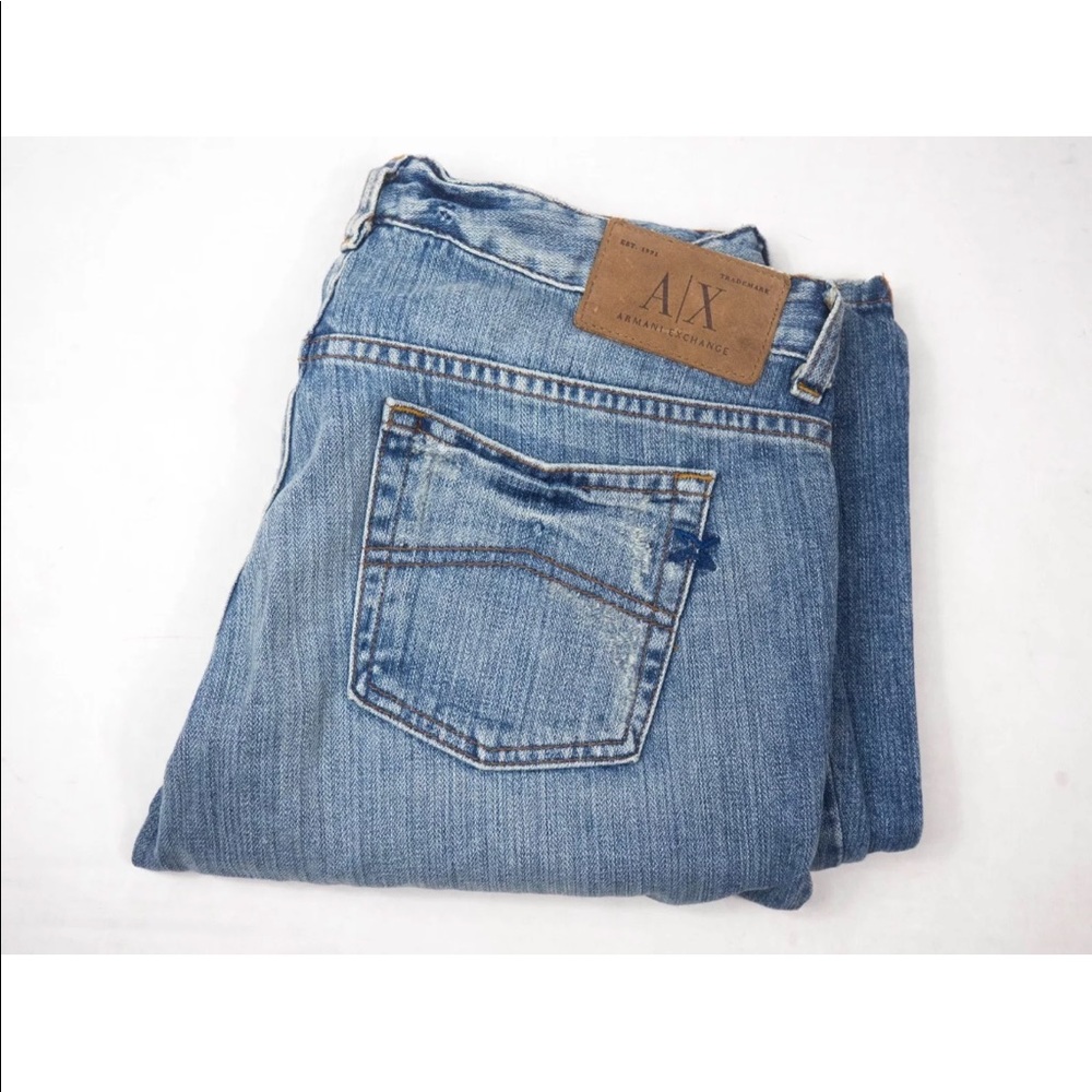 CHOPPER LT. INDIGO JEANS BY ARMANI EXCHANGE Sz 8 S