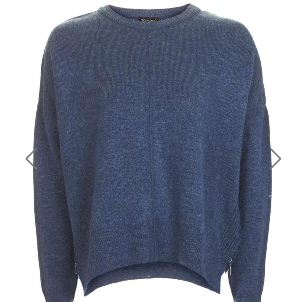 Side Zip Crew Neck Sweater