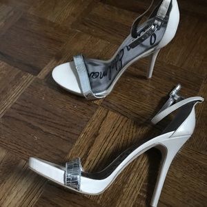 Sam Edelman White Silver Heeled Sandals