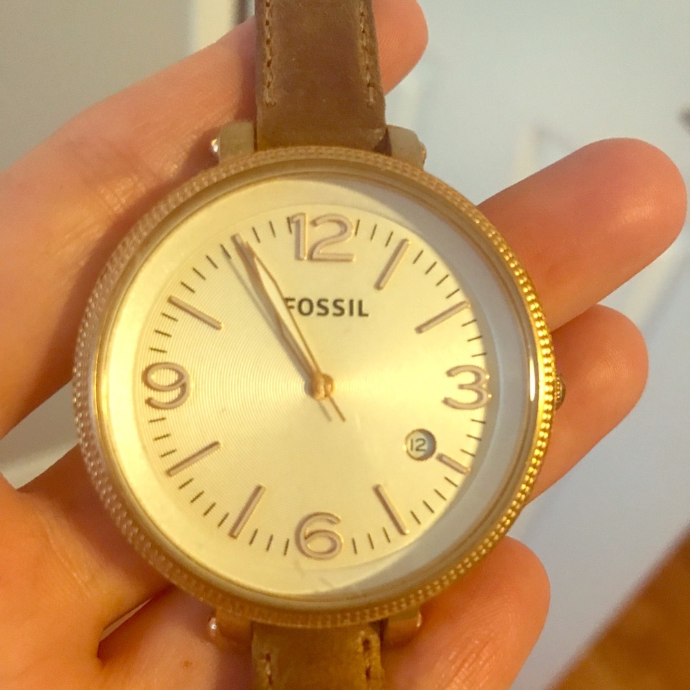 Gold & Leather Fossil Watch