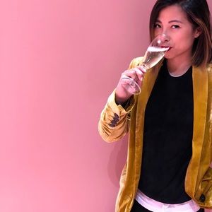 Gold velvet oversized blazer