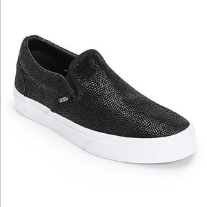 Vans Women’s Black Pebble Snake Slip-On Shoes