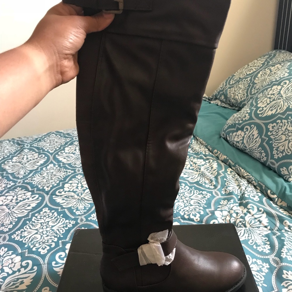 Brown knee high boots