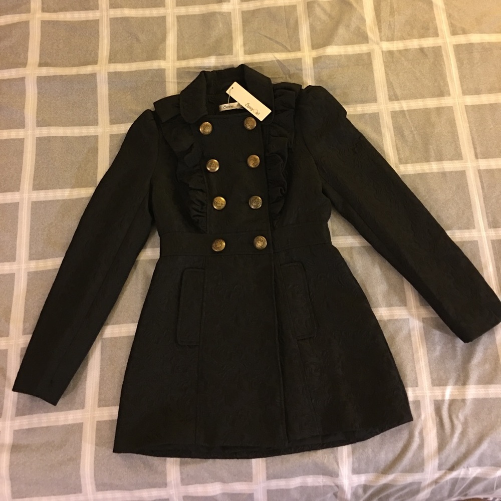 New w Tags Sunny Girl Black Trench Coat