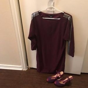 Armani Exchange Sleek purple dress with silver