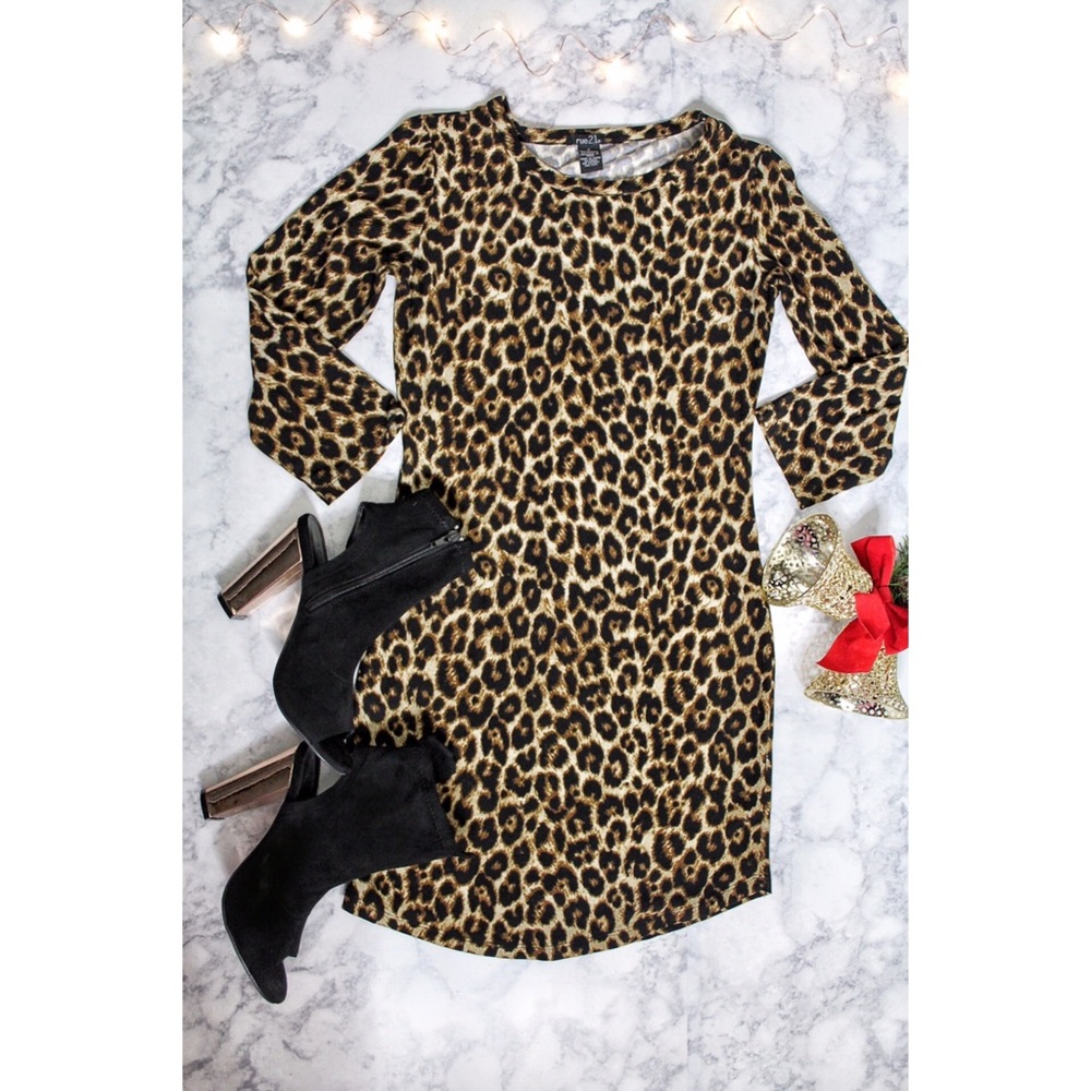 Rue 21 Women's Long Sleeve Leopard Dress