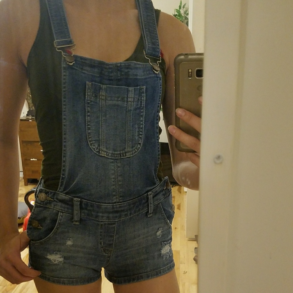 Denim Overall Shorts