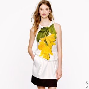 J. Crew Linen Botanical Tank Banana Print Top 🍌