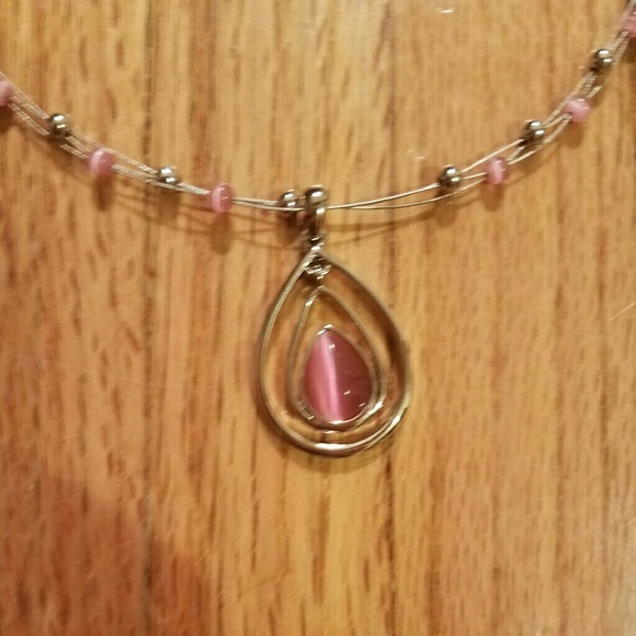 Pink Stone and Silver Necklace - Picture 3 of 4