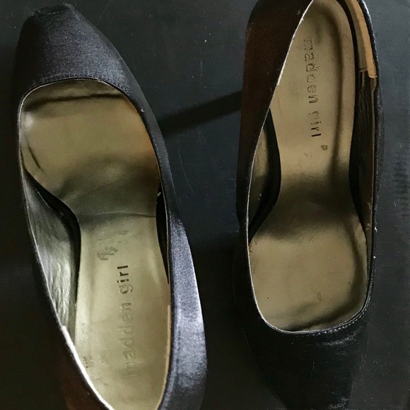 Black satin platform heels - Picture 3 of 5