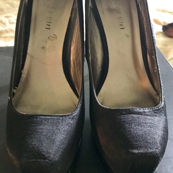 Black satin platform heels - Picture 4 of 5