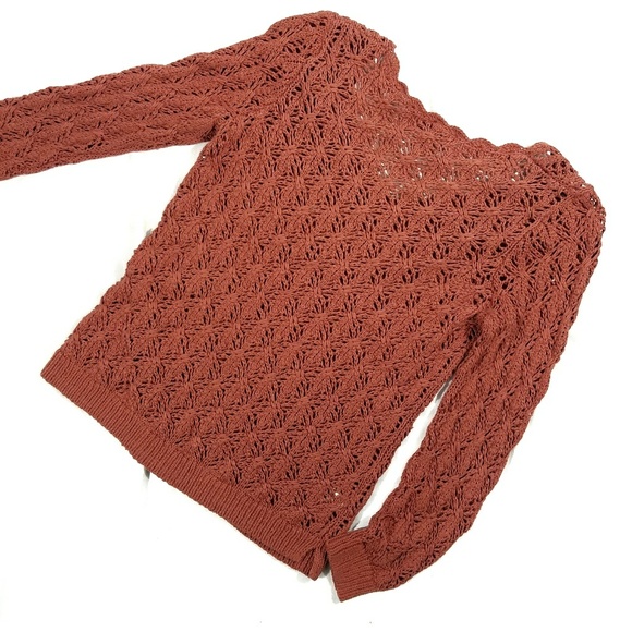 LOFT Pink 3/4 Sleeve Open Weave Sweater - Picture 2 of 2